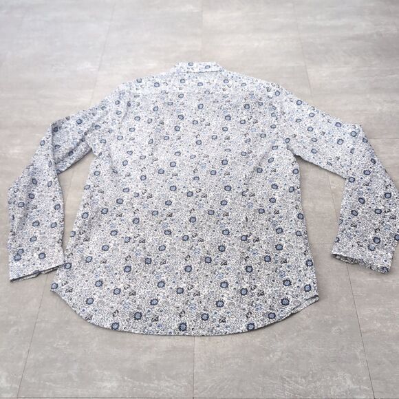 Ben Sherman Mens Medium Button Down Stretch Dress Shirt White Floral NWT - Picture 7 of 7